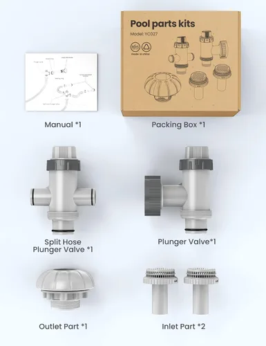Miniatura 2 de POOLHACKER Piezas de piscina sobre el suelo, piezas de repuesto para piscinas para válvula de émbolo, kit de piezas de repuesto de puertos