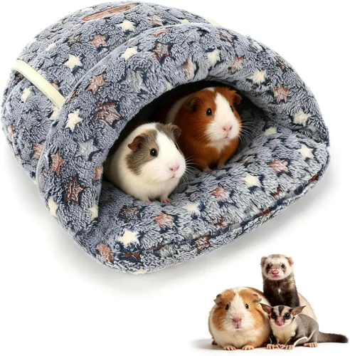 Miniatura 16 de YUEPET Cama de conejillo de indias, cueva de abrazo, forro polar cálido, ropa de cama acogedora para la casa, cojín para dormir, jaula nido