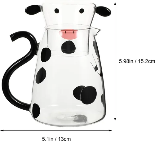 Miniatura 6 de Jarra de bebidas frías Jarra de vidrio con forma de vaca, botella de agua fría para bebidas, tetera para microondas, tetera, tetera, dispensador