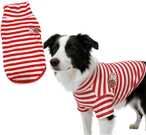 Miniatura 21 de Camisa de cuello alto para perro, lindo bordado de perrito, sudadera súper suave para perro, jersey elástico a rayas para cachorro, para gatos