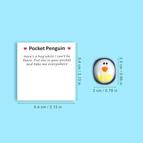 Miniatura 2 de TOYMIS Mini pingüino de bolsillo de animal, lindo pingüino de cristal, un pequeño bolsillo, abrazarme con tarjeta de felicitación alentadora