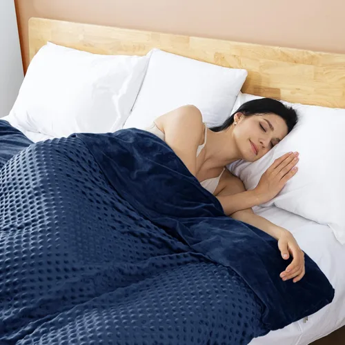 Miniatura 111 de Yescool - Manta con peso para adultos (15 libras, 60 x 80 pulgadas, azul), manta de enfriamiento pesada para dormir, 140-160 libras, manta