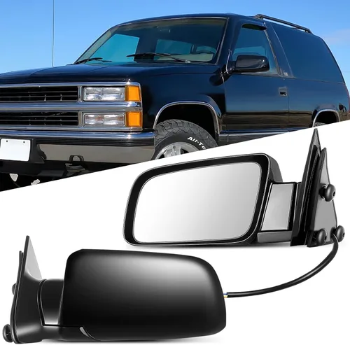 Miniatura 21 de Juego de montaje de espejos laterales Compatible con 1987-2002 para Jeep Wrangler con puerta media, plegable manual, espejo negro manual texturizado