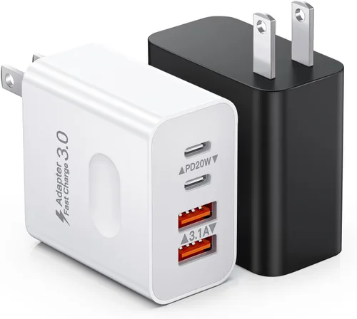 Miniatura 10 de [Paquete de 2] Bloque de cargador USB C, cargador de pared USBC de 40 W, 4 puertos, carga rápida, adaptador de corriente USB-C dual + enchufe