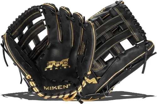 Miken Pro Series - Guantes de sóftbol de lanzamiento lento, 13 pulgadas, blanco/rojo