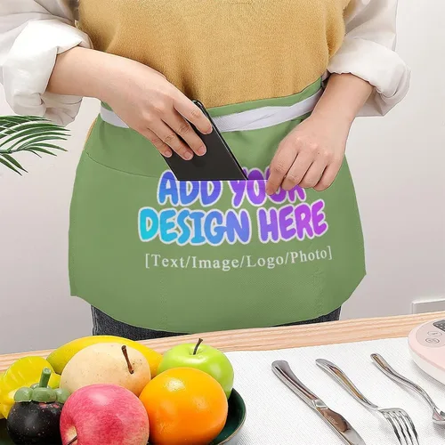 Miniatura 229 de AXKEUDO Delantal personalizado con bolsillos, delantales de cintura para camarera para cocinar en casa, restaurante, servir trabajo