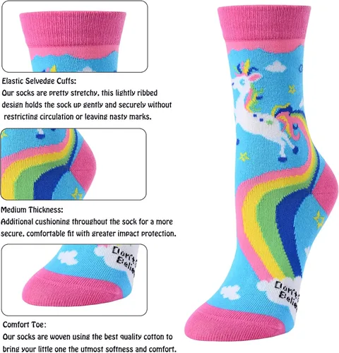 Miniatura 4 de Zmart Calcetines divertidos para niñas, diseño de unicornio, animal, llama, sirena, alimentos, caja de regalo