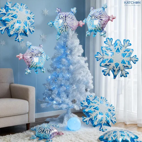 Miniatura 3 de KatchOn, Globos grandes de copo de nieve – 29 pulgadas, paquete de 8 Globos de invierno para decoraciones de Navidad Decoraciones de copo