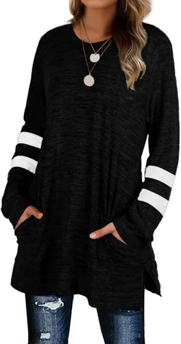 Sudaderas informales tipo túnica camisetas de manga larga muy holgadas con bolsillos para mujer tallas S a 2XL