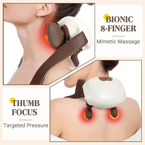 Miniatura 2 de Masajeador de cuello Shiatsu eléctrico 2025 con calentamiento de tejido profundo, tracción y recarga USB-C, para masaje de manos reales en cuello