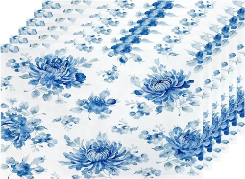 Miniatura 53 de Shrahala Hermosos manteles individuales de flores de rosas, hermosas flores, elegantes manteles de lino de arpillera lavable, aislamiento térmico