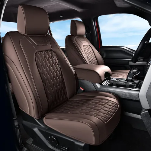 Miniatura 8 de Coverado Funda de asiento de cuero, ajuste personalizado para fundas de asiento Ford F150, fundas de asiento para camioneta Ford F150 impermeables