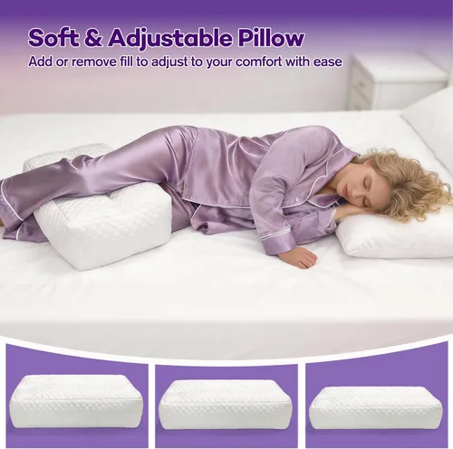 Miniatura 5 de Almohada de rodilla de espuma viscoelástica triturada para dormir de lado, almohada de apoyo para dormir de lado, alivia el dolor de cadera, espalda