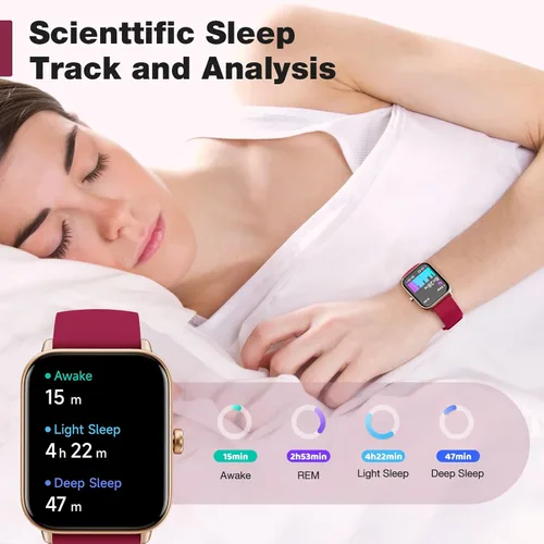 Miniatura 6 de Fitpolo Reloj inteligente para mujer, pantalla táctil de 1.8 pulgadas, llamada Bluetooth, Alexa integrado, monitor SpO2 de frecuencia cardíaca 24/7
