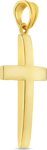 Miniatura 3 de Colgante de cruz de oro macizo de 14 quilates biselado liso para hombre