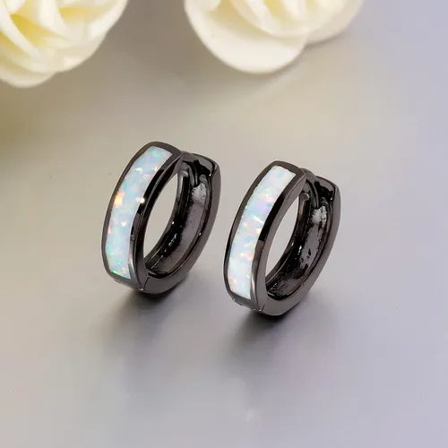 Miniatura 236 de CiNily Aretes Huggie de ópalo con bisagras, chapados en oro, hipoalergénicos, pequeños aretes de aro para mujeres, adolescentes, niñas, hombres