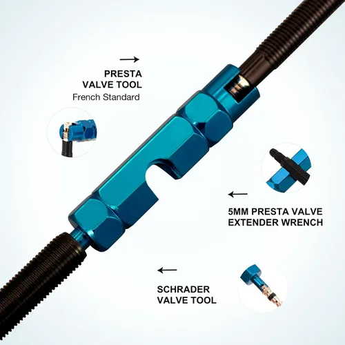 Miniatura 5 de Kit de herramientas de extracción de vástago de válvula de neumático, incluye herramienta de extracción de núcleo de válvula Presta mejorada