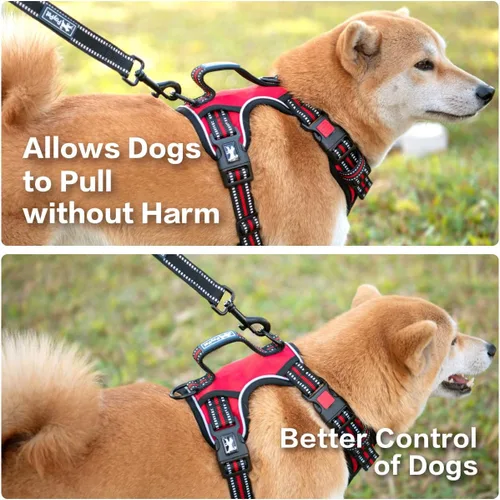 Miniatura 4 de PoyPet - Arnés para perro sin tirones, pechera reflectante con clip frontal, chaleco para mascotas sin estrangulamiento con asa vertical acolchada