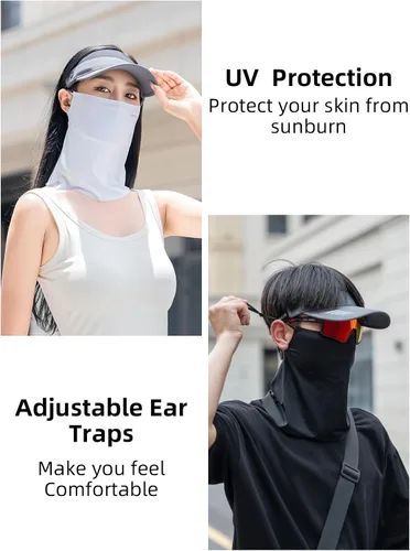 Miniatura 3 de ROCKBROS Polaina refrescante para el cuello, bufanda, cubre la cara con bucles para las orejas, transpirable, protección solar UV, pasamontañas
