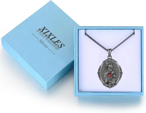 Miniatura 716 de Collar con colgante de plata de ley 925 con medalla de San Patrón, joyería religiosa para hombres y mujeres, con cadena de acero inoxidable 316L