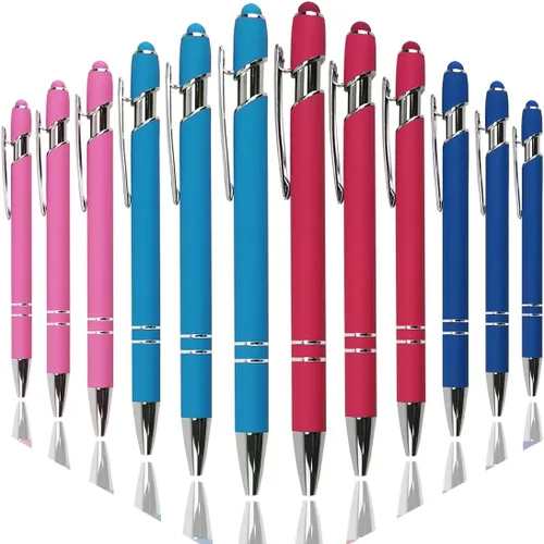 Miniatura 10 de Oddmoal Bolígrafo con punta de lápiz, bolígrafo de metal suave al tacto, punta media de 0.039 pulgadas, tinta negra, 12 unidades (color mezclado)