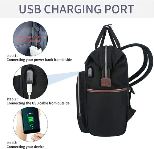 Miniatura 5 de EMPSIGN Mochila para laptop de 15.6 pulgadas para mujer, bolsa de trabajo de negocios, repelente al agua, mochila informal con puerto USB