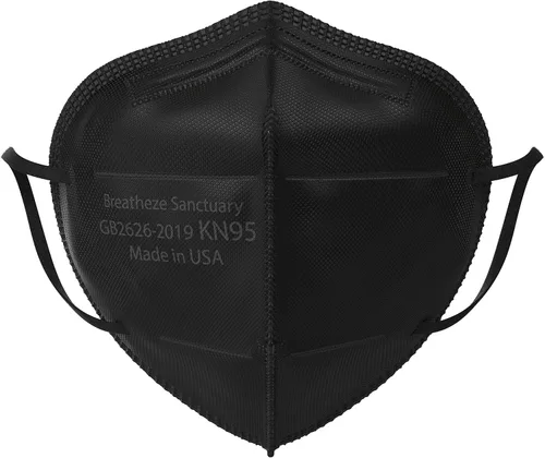 Breatheze KN95 Face Masks Made in USA - Face Masks Disposable KN95 Mask - FDA Registered Masks Adulto 50 Pack Negro