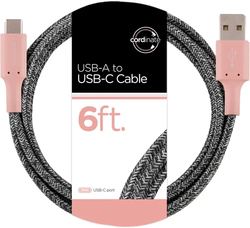 Cordinate Cable USB A a USB C, cable de carga tipo C de 15 W y 6 pies para iPhone serie 16, serie 15, cable de carga para iPad Pro, cable de