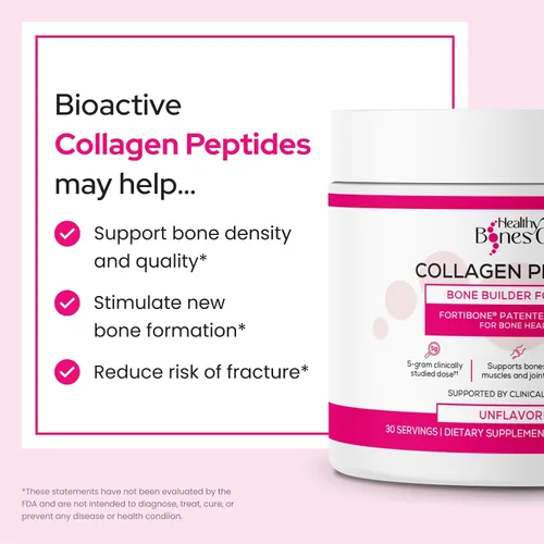 Miniatura 3 de FORTIBONE Péptidos de colágeno Polvo de colágeno hidrolizado esencial para la construcción de huesos para mujeres y hombres, clínicamente respaldado