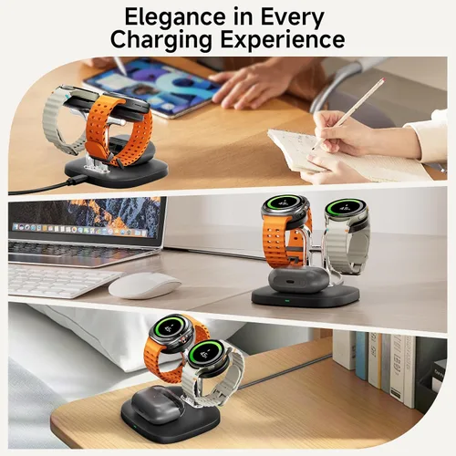 Miniatura 7 de SwanScout Cargador de reloj doble, SwanScout 704S, estación de carga inalámbrica 3 en 1 para Samsung Galaxy Watch 8 Classic/8/Ultra/7/6/6 Classic/5