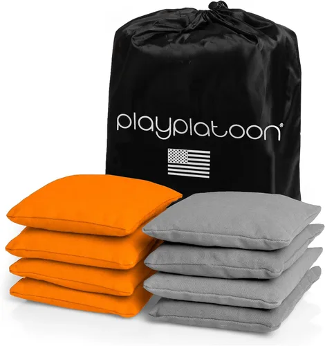 Miniatura 32 de Bolsas de cornhole de tela de pato resistentes a la intemperie premium de Play Platoon - Juego de 8 bolsas de frijoles para juego de Corn Hole