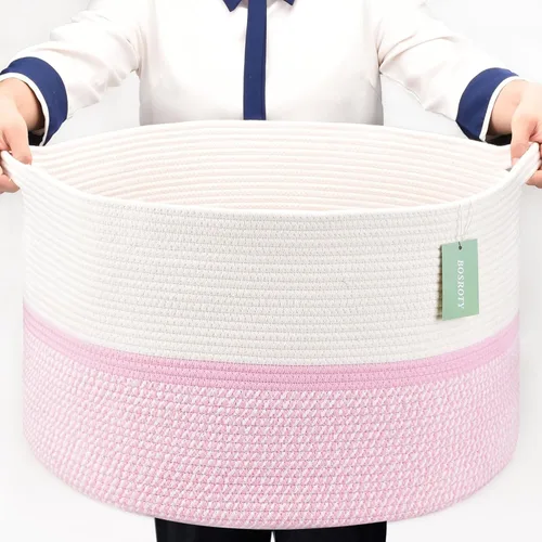 Miniatura 29 de Cesta Extra Grande para Mantas 87L, Cesta para Ropa Sucia, Cesta de Guardería para Bebés para Almacenamiento de Juguetes, Ropa y Toallas, Cesta