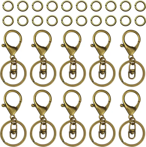 30 llaveros con cierre de langosta para la fabricación de joyas, cierre de langosta de metal, clips de gatillo giratorios con cierres giratorios,