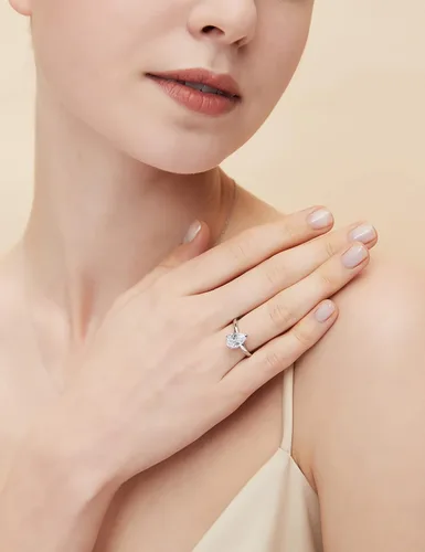 Miniatura 5 de EAMTI Anillos de compromiso de plata de ley 925 de 2 quilates, corte de pera, circonita cúbica, anillos de compromiso de boda para ella