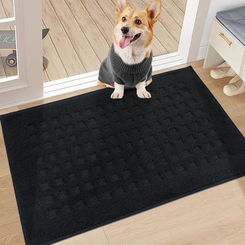 Miniatura 25 de BEQHAUSE Tapetes para puerta de 20 x 32 pulgadas, tapete antideslizante de punto gofre, de perfil bajo, resistente a la suciedad y absorbente, Beige