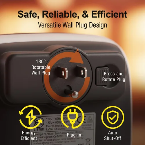 Miniatura 6 de Ontel Handy Heater Turbo Wall Outlet Calentador Enchufable - Calentador de Espacio de Cerámica Portátil para Interiores con Termostato Ajustable