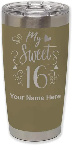 Miniatura 36 de LaserGram Taza aislada al vacío de 20 onzas, My Sweet 16, grabado personalizado incluido (gris)