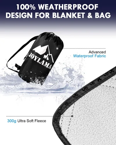Miniatura 3 de Manta de campamento al aire libre, manta de forro polar impermeable para estadio con bolsa portátil, ligera para clima frío, deportes, mascotas