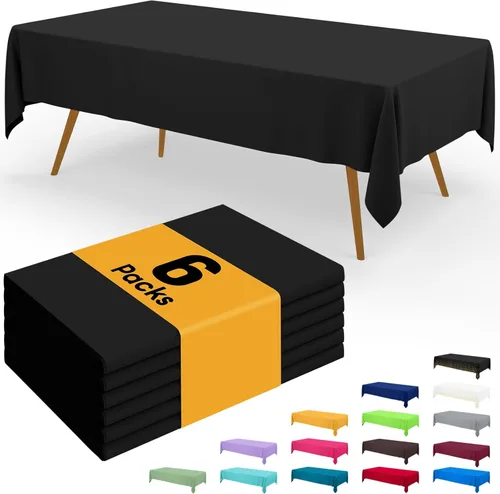 Miniatura 10 de Smiry - Juego de 6 manteles desechables, 54 x 78 pulgadas, manteles impermeables rectangulares para fiestas, cubierta de mesa de plástico