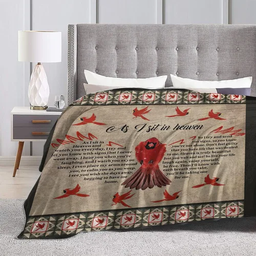Miniatura 6 de Manta de Cardenal Rojo Heaven Cardinal Decor Manta de Tiro Regalos para Niñas Niños As I Sit in Heaven Ropa de Cama de Sofá Súper Cálida Suave Felpa