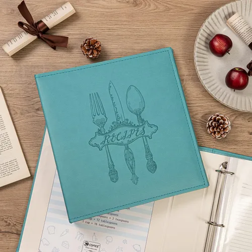 Miniatura 6 de COFICE Carpeta de Recetas – Kit de Carpeta de Libro de Recetas en Blanco de 8.5x11 Pulgadas con 3 Anillos para Familia, para Escribir tus Propias