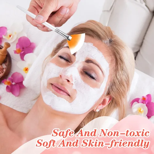 Miniatura 7 de 48 cepillos de abanico para aplicadores faciales, multiusos, para maquillaje, máscara facial, aplicador de cepillo suave para mujeres y niñas