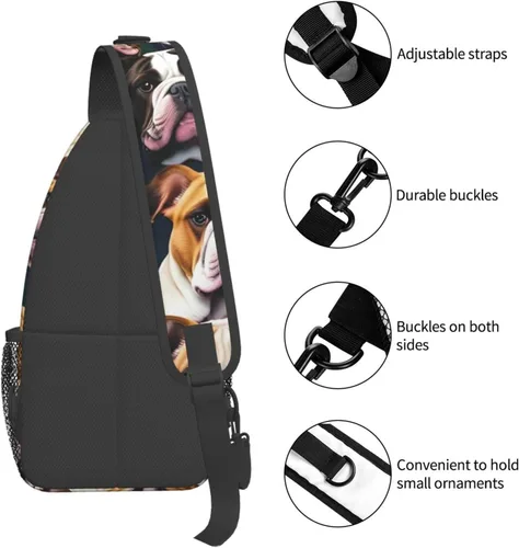 Miniatura 5 de Lindo Husky Print Sling Bag Crossbody Sling Mochila Viaje Senderismo Bolsas de Pecho para Mujeres Hombres