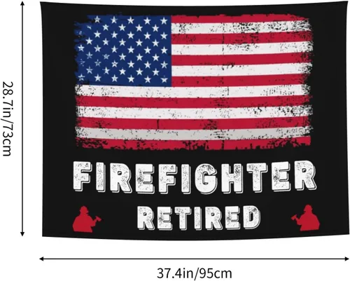 Miniatura 7 de Póster de tapiz de bandera retirada de bombero, 29 x 37 pulgadas, decoración del hogar, decoración para colgar en la pared, decoración de fondo