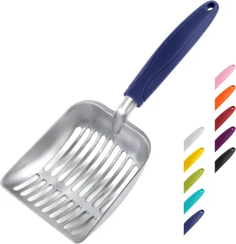 Miniatura 11 de WePet Cuchara de arena para gatos, tamiz de aleación de aluminio, pala de metal profunda, mango largo, tamizado de excrementos, levantador de heces