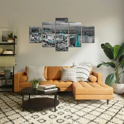 Miniatura 27 de Cawpom Arte de pared de Los Ángeles en blanco y negro, cuadro decorativo para pared, diseño de horizonte de Los Ángeles, póster de palmera, marco