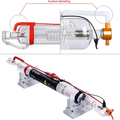 Miniatura 4 de Cloudray Tubo láser 40W 720mm Diá.50mm, Tubo láser CO2 grabador 45W, Cable preconectado con revestimiento, Tubo CO2 de 40 vatios con cabezal