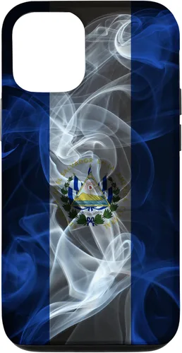 Funda para iPhone 12/12 Pro Smoky El Salvador Bandera - Funda de Orgullo Salvadoreño Estilo Humo