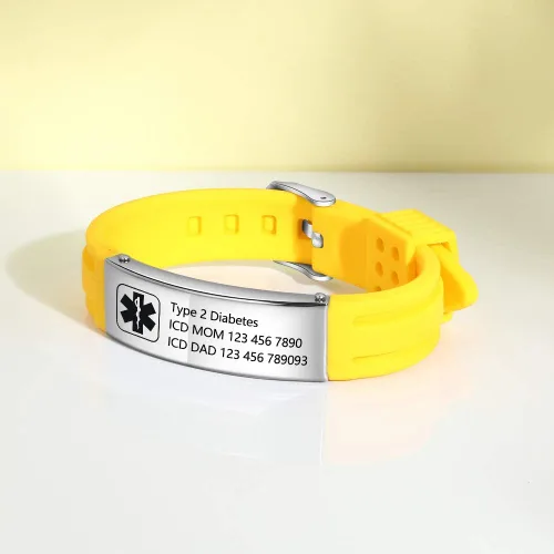 Miniatura 4 de Lam Hub Fong Pulseras de identificación médica ajustables para mujeres y hombres, pulseras deportivas de silicona personalizadas para niños y niñas