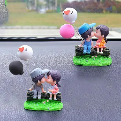 Adornos lindos para parejas, decoración de automóvil, dibujos animados lindos, figuras de acción para parejas, adorno de globo, decoración de globo